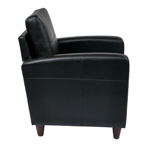 OSP Home Furnishings Club Chair in Eco Friendly Bonded Leather with Tapered Espresso Legs for Any Lounge SL2811-EC3