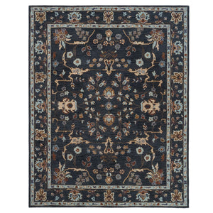Capel Rugs Azari-isfahan Hand-tufted Wool Rug: Embrace Timeless Persian Design With Rich Colors And Quality Dark Sapphire, Tan 100% Wool 3272rs05000800450