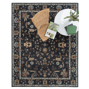 Capel Rugs Azari-isfahan Hand-tufted Wool Rug: Embrace Timeless Persian Design With Rich Colors And Quality Dark Sapphire, Tan 100% Wool 3272rs05000800450