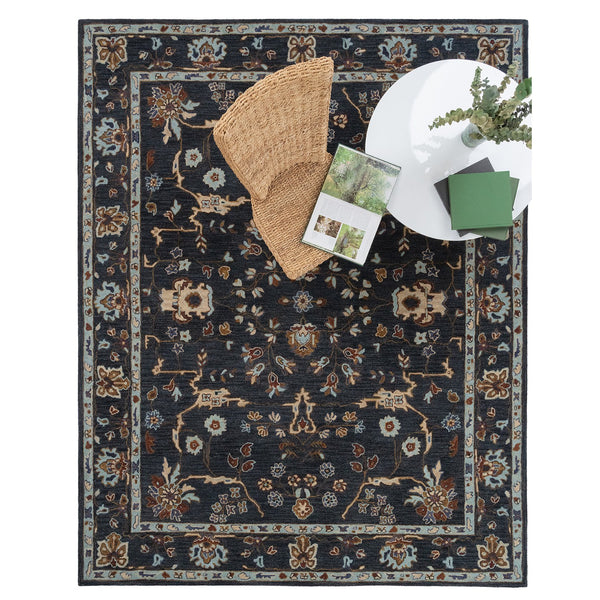 Capel Rugs Azari-isfahan Hand-tufted Wool Rug: Embrace Timeless Persian Design With Rich Colors And Quality Dark Sapphire, Tan 100% Wool 3272rs05000800450