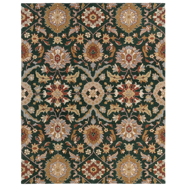 Capel Rugs Azari-keshan Hand-tufted Wool Rug Collection With Traditional Persian Patterns And Rich Colors Evergreen, Tan 100% Wool 3273rs03060506280