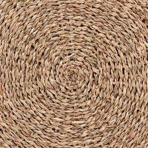 English Elm Bohemian Woven Rattan Round Footstool with Cushion for Living Room Boho Decor B2750P467704