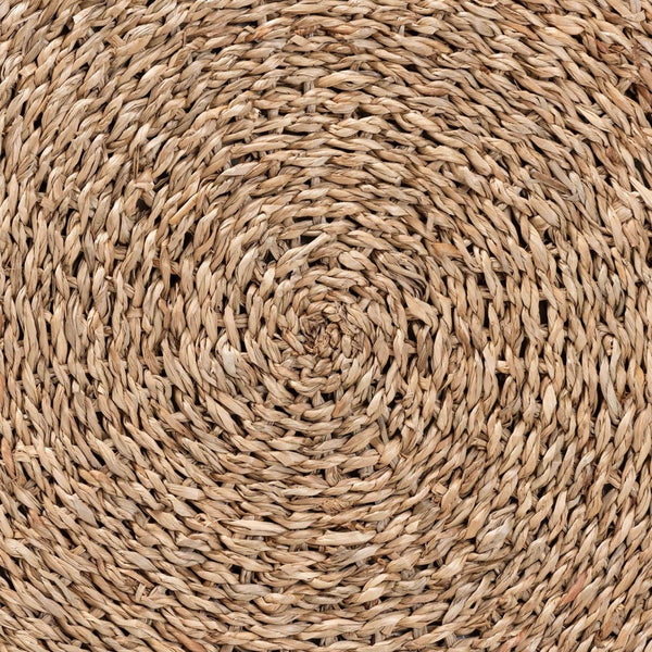 English Elm Bohemian Woven Rattan Round Footstool with Cushion for Living Room Boho Decor B2750P467704