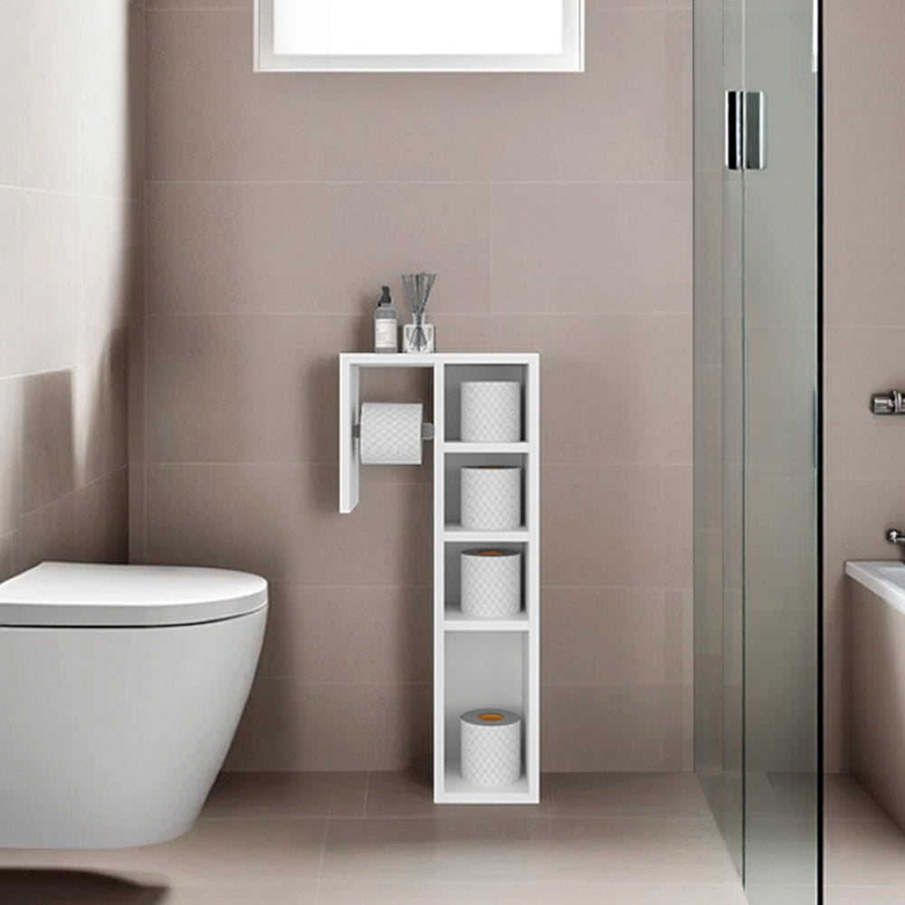 English Elm Rosemont Sliding Door Wall Cabinet White Finish Adjustable Shelves Bathroom Storage B092P390617