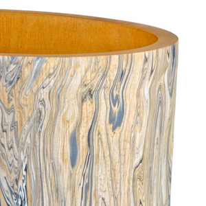 London Sky Decorative Vase Trio – Hand-Painted Gray & Peach Wood Vases for Bohemian Home Decor