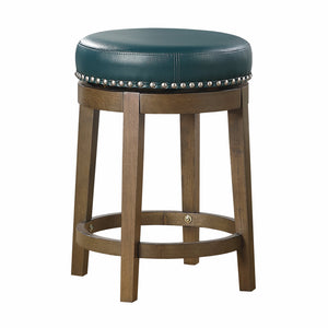 English Elm Round Swivel Stool Set of 2 with Black Faux Leather Seat, Nailhead Trim & Solid Wood Legs, 19.5" H Brown+Green 35.75 L x 22.75 W x 9.75 H B011P201569