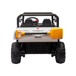 English Elm 24v Kids Ride on Dump Truck Two Seat Electric Utv with Tilting Bed and Remote Control White W1578P188522