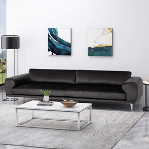 Christopher Knight Home® - Noble House - - Luxurious Black Velvet 4-Seater Sofa With Ultra-Soft Cushions, Metal Silver Legs Decor With Exquisite Craftsmanship, And Timeless Elegance, Perfect For Elevating Modern And Sophisticated Living Spaces