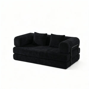 English Elm Compression Corduroy Modular Floor Sofa Sleeper Loveseat Tatami Sectional for Living Room Black W1919P414125