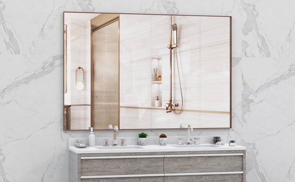 English Elm Oversized Aluminum Framed 72x48-Inch Full Length Mirror with Removable Tray and Dual Mounting Options Yellow+Coral W708P297638