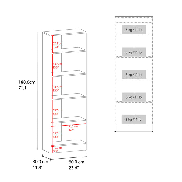 English Elm Kronos Stylish Two-Tone Wall Cupboard with Five Shelves, Concealed Doors for Clutter-Free Storage B062P389913