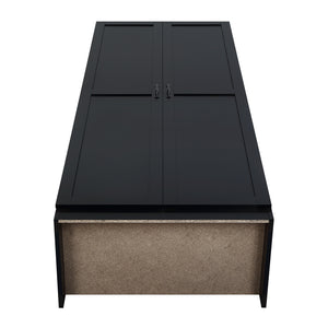 English Elm Hopkins Modern Storage Closet 3.0 Black — Tall MDF Wardrobe with Adjustable Shelves, Soft-Close Doors, Sleek Geometric Design (72 in) B365P398308