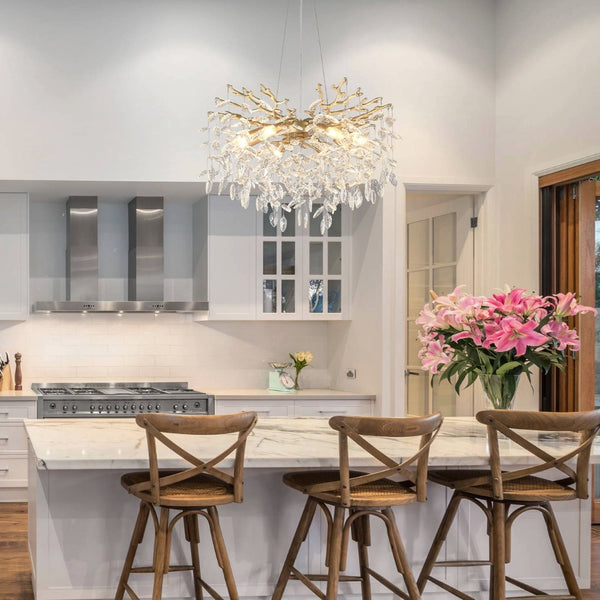 English Elm 10-light Gold Chandelier Seeded Glass Globe Fixture for Dining Room or Kitchen Island W5008P466533