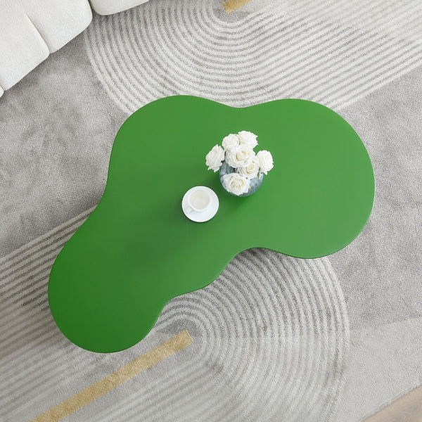 English Elm 50 Inch Sculptural Fiberglass Coffee Table Ready to Use Focal Point for Modern Living Rooms Green W876P452391
