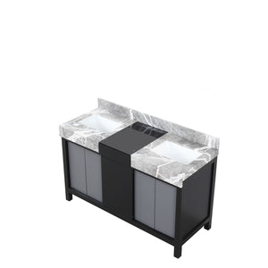 English Elm Black Double Bath Vanity 55" W X 22" D With Castle Grey Marble Top, Soft-Close Drawers & Ample Storage B2731P261097