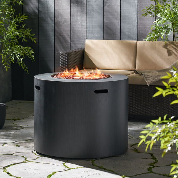 English Elm Circular Powder Coated Iron Propane Fire Pit 50000 Btu Outdoor Patio Gatherings N772P405046B