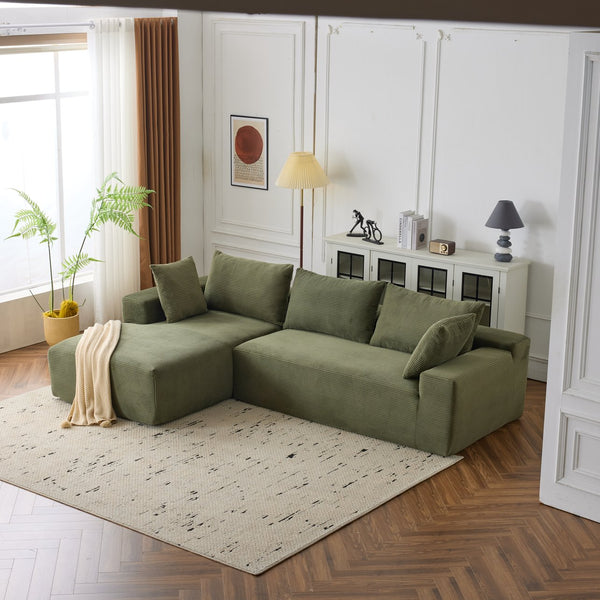English Elm 108*68 Inch Extra Large Modular Sofa - Cloud-Like Comfort For 4, Corduroy, No Assembly, Green W1829S00059