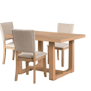 English Elm Transitional Trestle Base Dining Set with Upholstered Chairs for Modern Farmhouse Rooms Natural B2741S00785