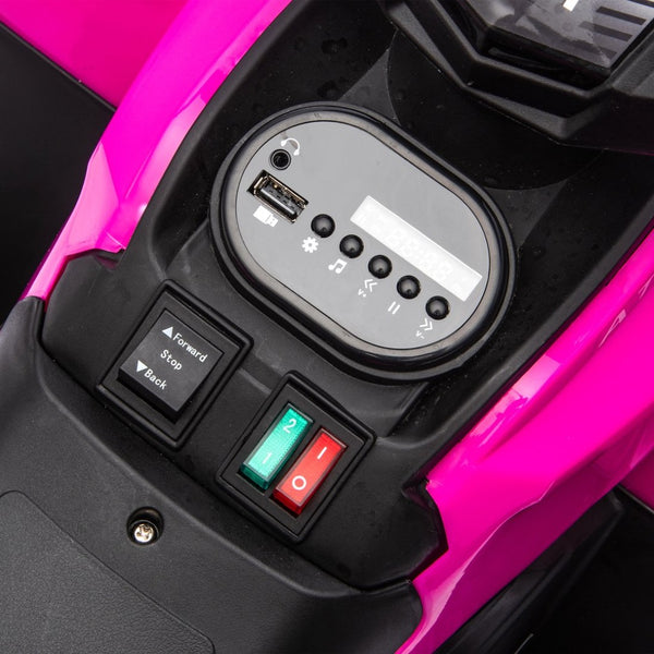 English Elm 24v Dual Motor Kids Atv Ride on with Led Lights Bluetooth Storage Racks Off Road Pink W1578P390450