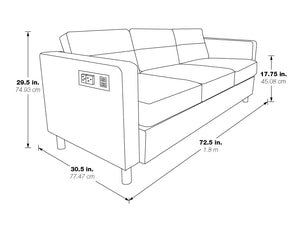 OSP Home Furnishings Atlantic Sofa Graphite