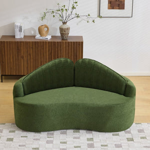 English Elm Curved Two Seat Chenille Sofa Sculptural Wave Design for Studio and Small Living Rooms Green W3612P422592