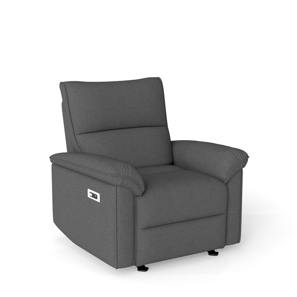 English Elm Wall Zero Wall Power Recliner Chair with Overstuffed Backrest, USB Type-C Charging Port, Space-Saving Electric Recliner for Small Rooms Dark Gray W1028S00055