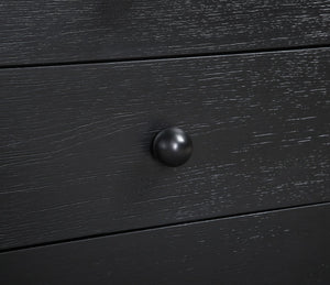 Meridian Furniture Askew Art Deco Oak Veneer Nightstand with Asymmetrical Sculptural Drawers and Ball Leg Design Black 327Black-NS