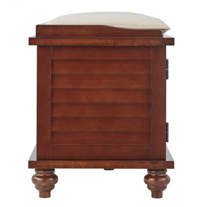 Frasco Velvet Upholstered Storage Bench with Shutter Doors for Modern Entryways