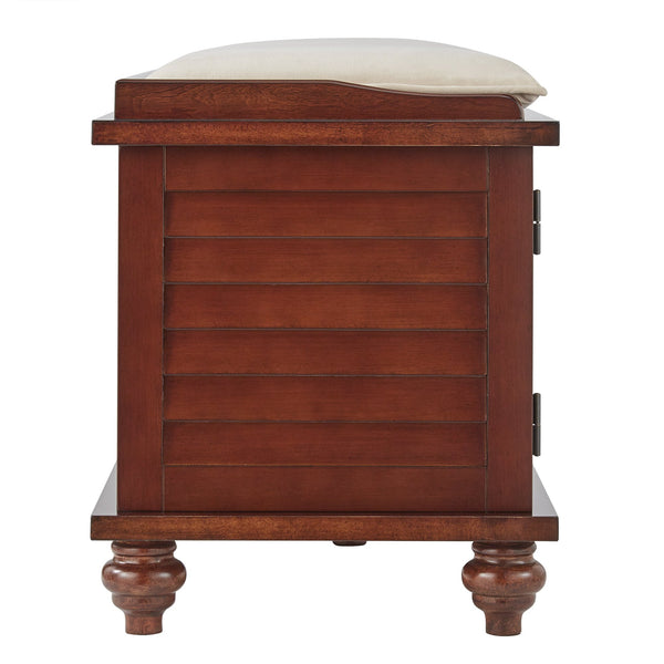 Frasco Velvet Upholstered Storage Bench with Shutter Doors for Modern Entryways
