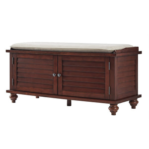 Frasco Velvet Upholstered Storage Bench with Shutter Doors for Modern Entryways