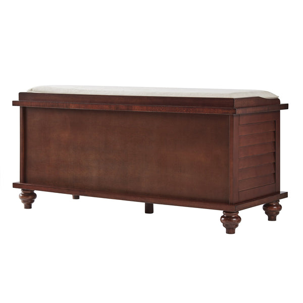 Frasco Velvet Upholstered Storage Bench with Shutter Doors for Modern Entryways