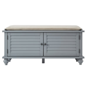 Frasco Velvet Upholstered Storage Bench with Shutter Doors for Modern Entryways