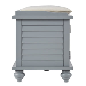 Frasco Velvet Upholstered Storage Bench with Shutter Doors for Modern Entryways