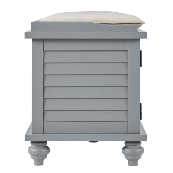 Frasco Velvet Upholstered Storage Bench with Shutter Doors for Modern Entryways