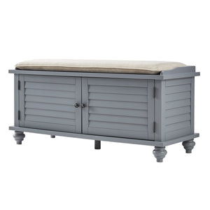 Frasco Velvet Upholstered Storage Bench with Shutter Doors for Modern Entryways