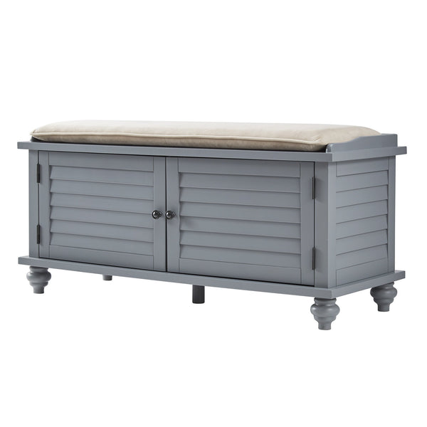 Frasco Velvet Upholstered Storage Bench with Shutter Doors for Modern Entryways