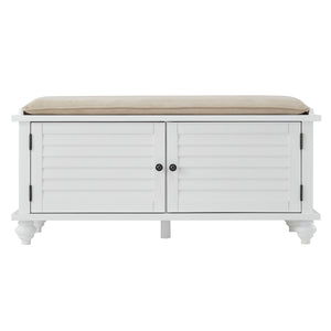 Frasco Velvet Upholstered Storage Bench with Shutter Doors for Modern Entryways