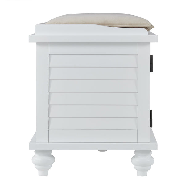 Frasco Velvet Upholstered Storage Bench with Shutter Doors for Modern Entryways