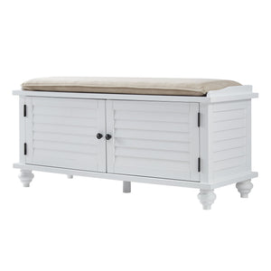 Frasco Velvet Upholstered Storage Bench with Shutter Doors for Modern Entryways