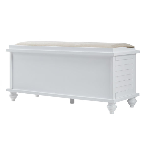 Frasco Velvet Upholstered Storage Bench with Shutter Doors for Modern Entryways