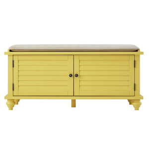 Frasco Velvet Upholstered Storage Bench with Shutter Doors for Modern Entryways