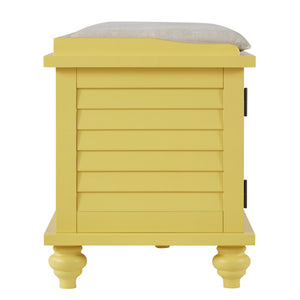 Frasco Velvet Upholstered Storage Bench with Shutter Doors for Modern Entryways