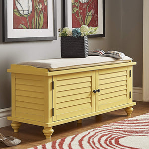 Frasco Velvet Upholstered Storage Bench with Shutter Doors for Modern Entryways