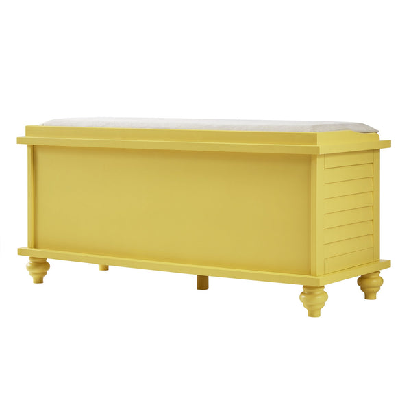 Frasco Velvet Upholstered Storage Bench with Shutter Doors for Modern Entryways