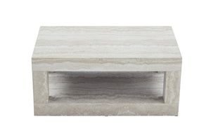 English Elm Modern Two Tier Rectangular Coffee Table with Open Shelf Mdf Build for Living Rooms W3875P389660