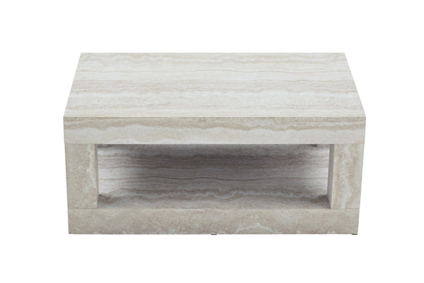 English Elm Modern Two Tier Rectangular Coffee Table with Open Shelf Mdf Build for Living Rooms W3875P389660