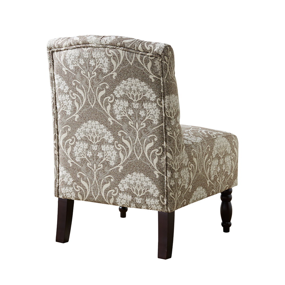 JLA Home Madison Park - Tufted Armless Chair — Button-Tufted Accent Seat with Turned Legs, Compact Vintage Elegance for Rooms FPF18-0495