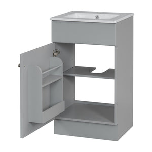 English Elm [video] Compact Sage Green Bathroom Vanity with Ceramic Sink Soft Close Cabinet Grey N759P237932E