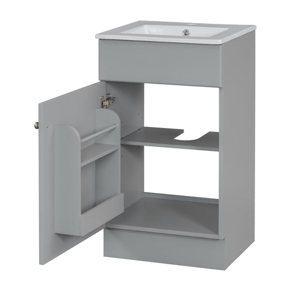 English Elm [video] Compact Sage Green Bathroom Vanity with Ceramic Sink Soft Close Cabinet Grey N759P237932E