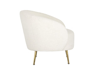 Sunpan CLEA Lounge Chair in Altro White Boucle - Sculptural Comfort with Gold Stainless Steel Legs 107571